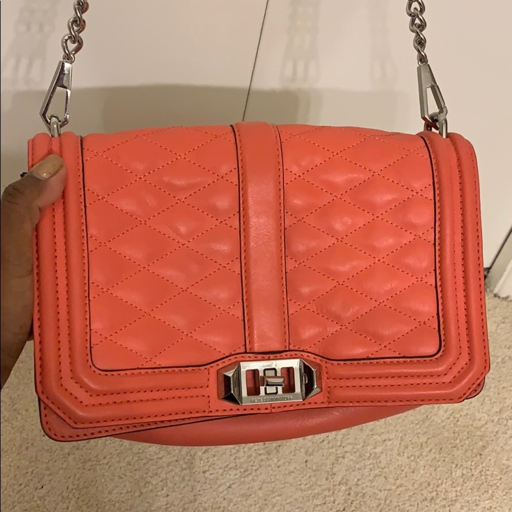 Rebecca Minkoff Quilted Love Crossbody Coral